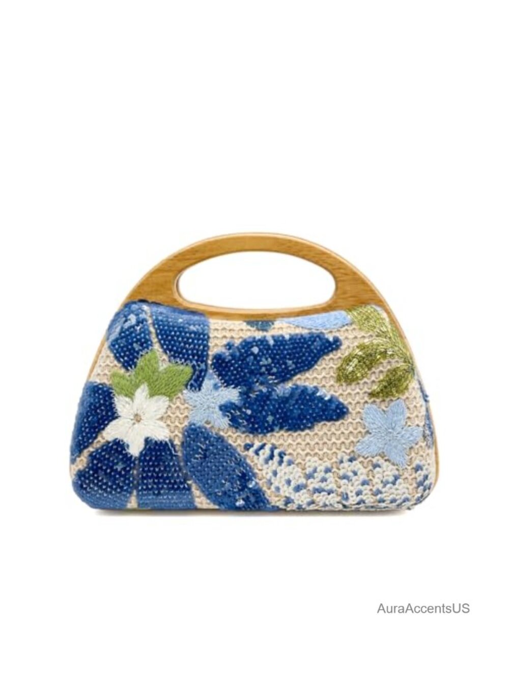 Beaded Straw Clutch Evening Bag Woven Top Handle Purse for Wedding Party